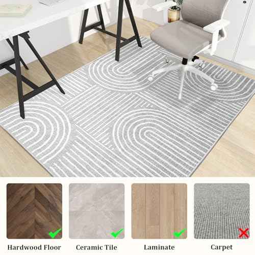 Office Chair Mat for Hardwood Floor, 48"x36" Easy Glide Computer Desk Mat Protector for Rolling Chair Under Desk Rug Nonslip Backing, Machine Wash (Modern)