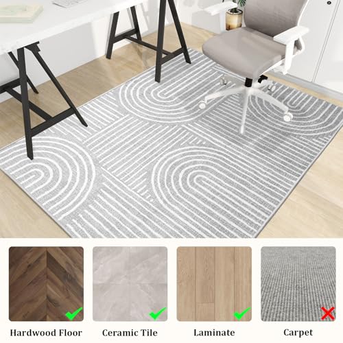 Chakme 45x60 Grey Ink Office Chair Mat for Hardwood Floors, Nonslip Computer Desk Protector