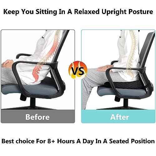 Tailbone Pain Relief Office Chair Cushion 10-Inch Extended U-Cutout,Large-18"x16"x3",Coccyx,Sciatica Pain Relief Memory Foam Wheelchair Car Seat Cushion,But Pillow Pad for Pressure Relief, Blue Grey