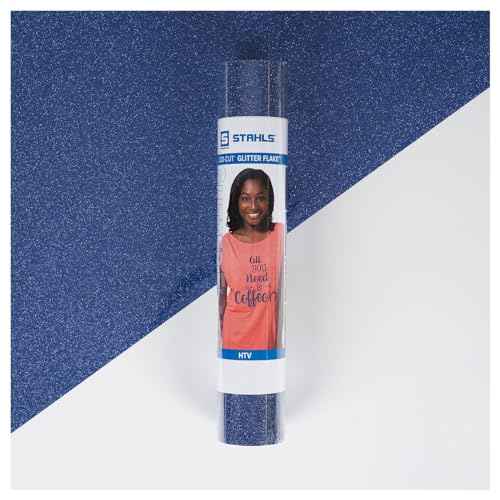 Stahls' HTV Heat Transfer Vinyl CAD-Cut Glitter Flake for Cotton, Polyester, Tri-Blends Lab-Tested for 50+ Washes, Compatible with All Cutters. Easy to Cut & Weed, Iron on Vinyl (Periwinkle)