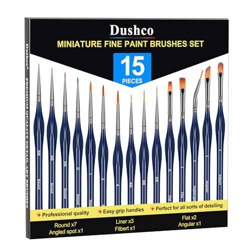 Detail Paint Brushes Set - 15pcs Miniature Paint Brushes, Art Painting for Acrylic Watercolor Gouache Oil & Face Painting, Models, Figurine and Paint by Number Kit for Adults