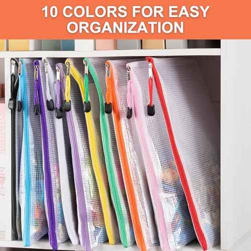 CATIFLIN 30 Pack Mesh Zipper Pouch Bags, A4 Letter Size, Clear Plastic Zip Bags for Board Game & Puzzle Storage, Waterproof & Durable Document Bags for Office, School, Travel, Art & Craft Supplies