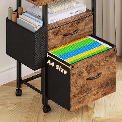 GYIIYUO Light Brown 25.59''W 2-Drawer Mobile File Cabinet with Printer Stand