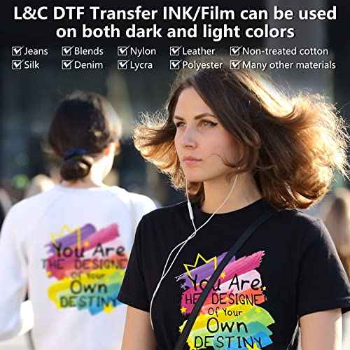 L&C DTF Ink for EPSON ET 8550, DTF Transfer Ink Refill for epson et-8550 D570 R1390 DTF Printers, Heat Transfer Printing Ink Set 100ml X 6