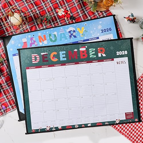 2026 Desk Calendar - Large Desk Calendar 2026, 22" x 17", Jan. 2026 - Dec. 2026, Desk Calendars Large, 12 Months, Corner Protectors, Hanging Holes, Notes - 12 Themes