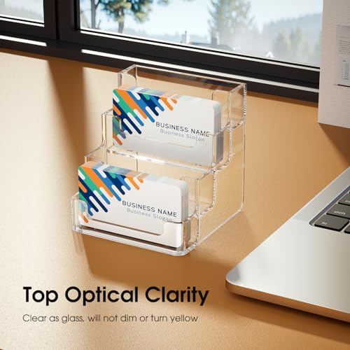 MaxGear 2 Pack Acrylic Business Card Holders with 4 Pockets - 320 Card Capacity
