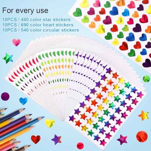 1710 Pcs Star Stickers for Kids Reward, Small Sparkly Holographic Sticker for School Classroom Student Teacher Supplies Behavior Reward Chart and DIY Decoration