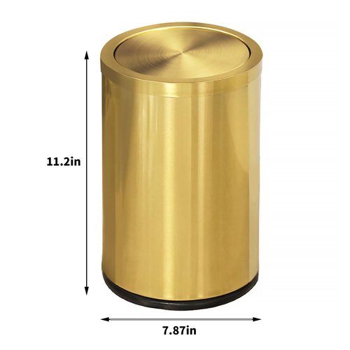 JINYCOME 2.6 Gallon Gold Bathroom Trash can with lid,Small Office Garbage can Wastebasket bin for Bedroom,Living Room,Kitchen (Gold)