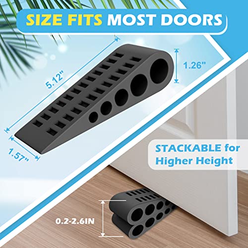 HELEMAN 4 Pack Door Stop Rubber Wedge – Black, 5.0" L x 1.5" W x 1.2" H, Fits 0.1"–1.3" Gaps