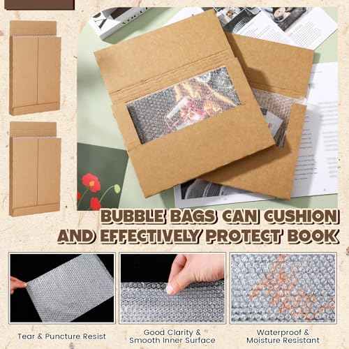 30 Pack Corrugated Comic Book Mailers 7.8 x 11 x 1.2 Inch with 30 Bubble Bags, Comic Book Shipping Box Easy Fold Cardboard Photo Box for Mailing Packaging, Height Adjustable