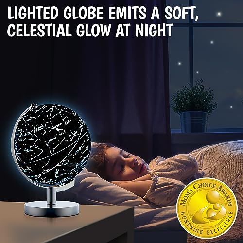 USA Toyz Illuminated Globe for Kids Learning- 3-in-1 STEM Globes of the World with Stand, Constellation Map, Built-in LED Night Light Desk Globe Lamp, Non-Tip Metal Base, 9.75¡± Tall, 7 Inch Diameter