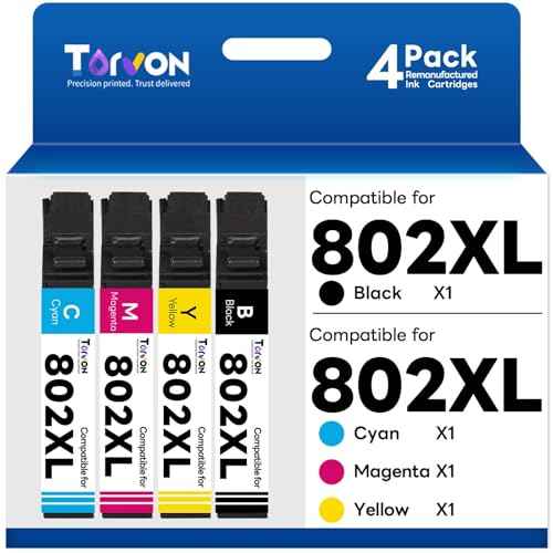 Remanufactured Ink Cartridge for Epson 802 Ink Cartridges 802 802 XL Ink Cartridges Combo Pack Compatible wirh Workforce Pro WF-4740 WF-4730 WF-4720 WF-4734 EC-4020 EC-4030 (4 Pack)