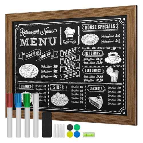 SHANTRA 30"x20" Large Chalkboard, Wooden-Framed Blackboard for Wall, Magnetic Chalkboard for School Office Home, Includes Chalk, Eraser & Hanging Hardware
