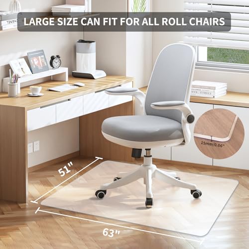 Clear Office Chair Mat for Hardwood Floors, 63" x 51" Extra Large Chair Mat for Hard Wood and Tile Floor, Heavy Duty Floor Protector, Anti-Slip Floor Mat for Rolling Chair,Computer Desk, L Desk