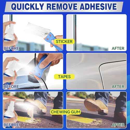 Adhesive Remover, Powerful Sticker Remover Spray with Scraper, Glue Remover for Car, Windows, Glass, Plastic, Sticky Stuff Remover Rapidly Removes Sticker, Tape, Labels Remover and Car Sticker Remover