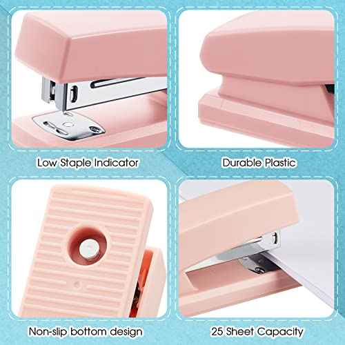 10 Pcs Commercial Desktop Staplers Metal Desktop Stapler with 6000 Staples 25 Sheet Capacity Stapler and Staples Cute Office Stapler Macaron Color Desk Stapler for Home School Office Supplies