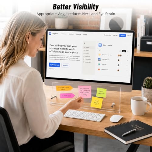 Yaozyety 14x5.5 Inch Transparent Monitor Memo Board Sticky Note Holder for Desktop Office