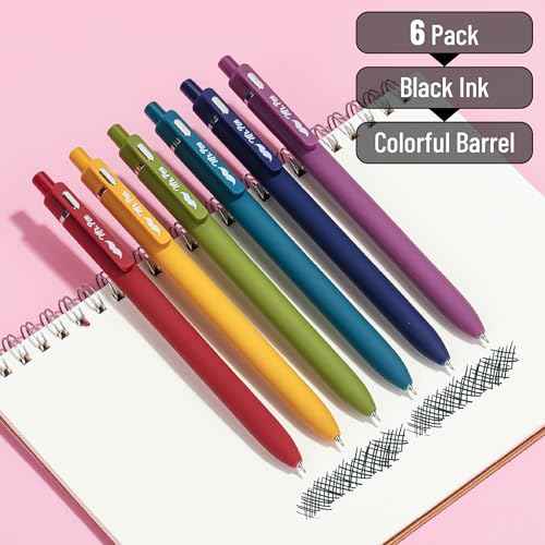 Mr. Pen- Retractable Gel Pens for Journaling, 6 Pack, 0.5 mm Black Ink, Vintage Barrels, Smooth Writing Aesthetic Pens for Women
