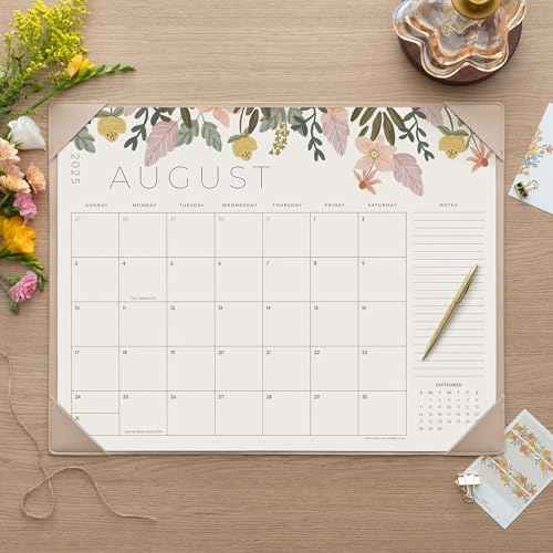 Desk Calendar 2026 with Desktop Mat, Cabbrix Large Desk Pad Calendar 22 x 17 Inch Runs From January 2026 to December 2026, Floral Design Calendar 2026 for Home School and Office (Apricot)