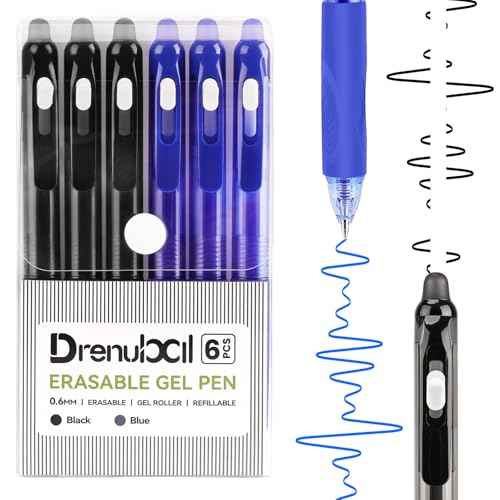 Erasable Pens 0.7mm - Black & Blue Gel Ink, Quick-Drying, Comfort Grip Writing Pens for School, Office, Exams - Gift Set for Students, Kids & Artists