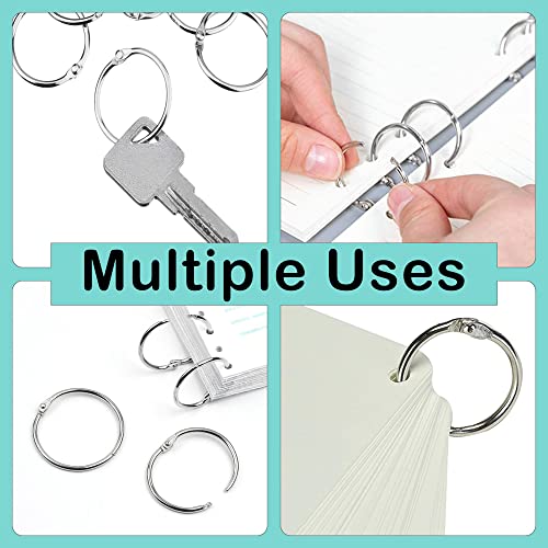 EXTRIC 1.5 Inch Binder Rings - 100 pcs Silver, Nickel-Plated, 175-Sheet Capacity