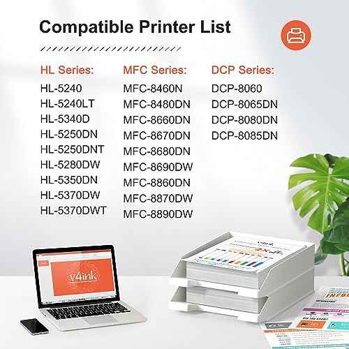v4ink 1-Pack Compatible Toner Cartridge Replacement for Brother TN580 TN620 TN650 High-Yield Work with HL-5240 HL-5250 HL-5340 HL-5370 MFC-8460 MFC-8480 MFC-8680 MFC-8690 MFC-8860 MFC-8890 Series