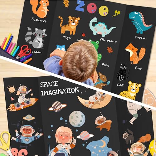 Chell 36" x 48" Large Trifold Poster Board, 2 Pack, Black Corrugated Project Boards for Science Fair, School Projects, Event Displays and Business Presentations