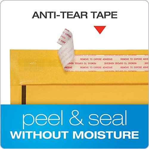 Quality Park Bubble Mailers, 6 x 9 Shipping Envelopes, Self-Seal, Durable Brown Kraft Padded Envelopes, Redi-Strip Peel Off Closure, 50 Per Box (QUA85755)