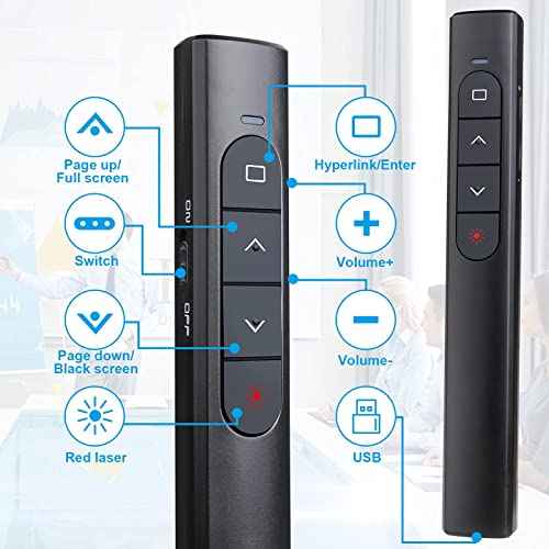 £¨4 Units£© Wireless Presenter Remote, Presentation Clicker with Hyperlink & Volume Remote Control PowerPoint Office Presentation Clicker for Keynote/PPT/Mac/PC/Laptop