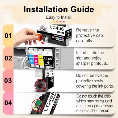 Miss Deer LC406 Ink Cartridges 4-Pack, Compatible Replacement for Brother LC 406 XL LC406XL for MFC-J4335DW MFC-J4345DW MFC-J4535DW MFC-J5855DW MFC-J5955DW MFC-J6555DW MFC-J6955DW Printer (BK/C/M/Y)