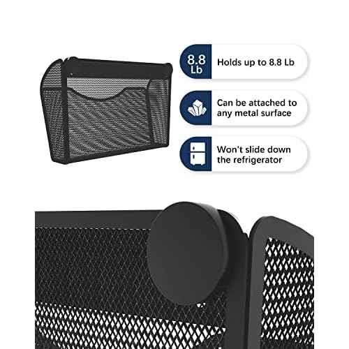 3 Pack 1-Tier Magnetic File Holder - No Drilling Installation File Organizer, Large Capacity Magnetic File Holder for Refrigerator, File Cabinets, Whiteboard, Office, Kitchen