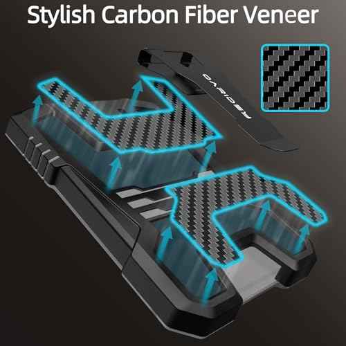 Oaridey Carbon Fiber Badge Holder/ID Card Holder/Portable Travel Wallet with Manganese Steel Clip, Heavy Duty Vertical Clear ID Holder for Work ID, Credit Cards