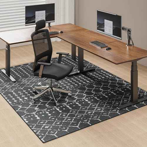 Chair Mat for Hard Floors, 60" x 48" Office Chair Mat for Hardwood Floor, Non-Slip Floor Protector Under Desk Rug for Rolling Chair, Washable Area Rug for Home, Black