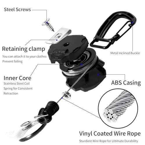 2 Pack Retractable Keychain Heavy Duty Carabiner Badge Holder, Tactical ID Badge Reel with 32¡± Steel Retractable Cord, 8.0 OZ