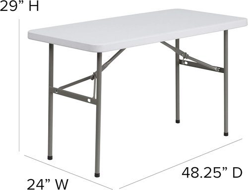 New Home Era 4' Non-Folding Rectangular Event Table - 4 Feet Portable Plastic Utility Banquet Table for Indoor/Outdoor Use – White Heavy-Duty Space-Saving for Party, Office, Camping, Catering