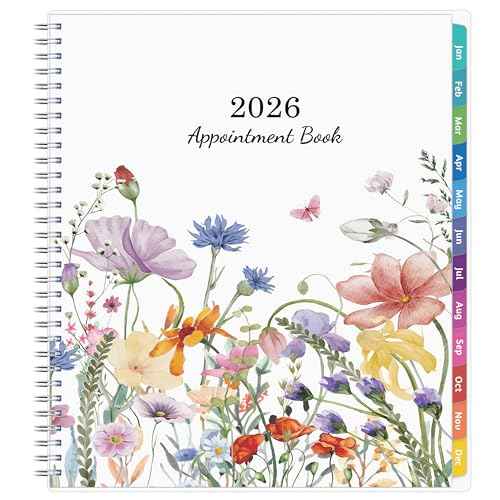 2026 Appointment Book - January - December 2026, Appointment Planner with Weekly £¦ Monthly Spread, 8.5'' x 10.5'', Large, 15 Minute Increments, 2026 Daily Planner with Pockets, Tabs, Flexible Cover