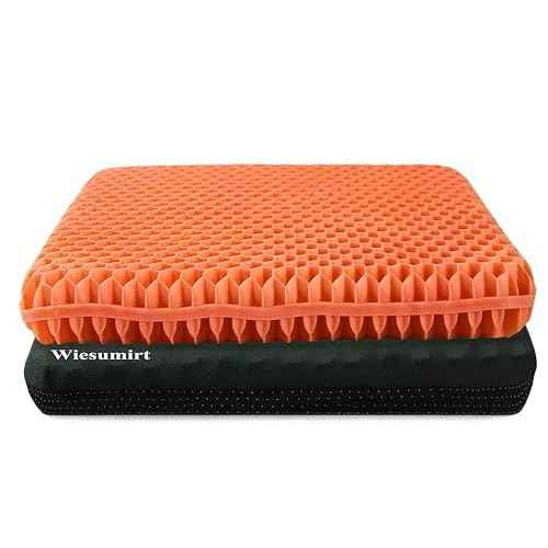 Plus Size Gel Seat Cushion for Long Sitting, Extra Large and Thick, Seat Cushion for Back, Sciatica, Hip, Tailbone Pain Relief , Used for the Office, Wheelchair, Car, Truck, Recliner, Stadium.(Orange)