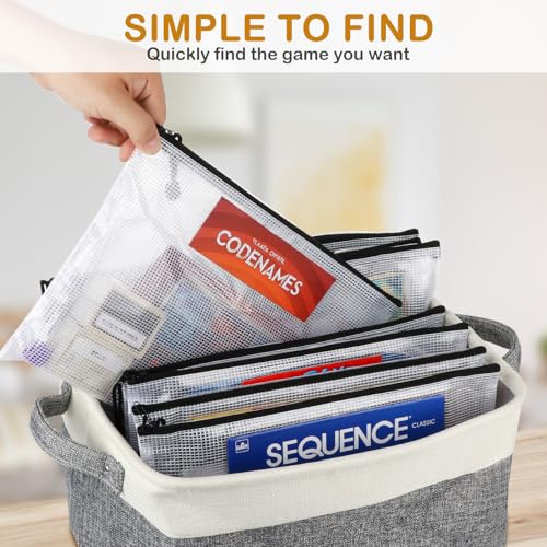 Lukeline Board Game Storage Kit Include 2 Storage Basket and 20pcs Zipper Bags, Board Game Organizer with Writable Stickers and Dispensing, Suitable for Puzzle Storage, Toys, Building Blocks, Document