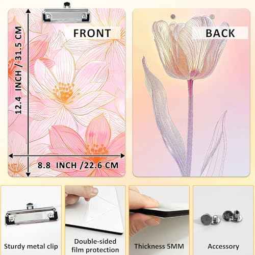 6 Pack Sublimation Clipboard Blanks, 12.4" x 8.8" MDF Clipboard Standard A4 Letter Size with Low Profile Clip Sublimation Office Supplies Clipboard for DIY and Custom Design Work (Double-sided design£©