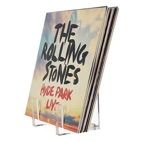 Vinyl Record Storage - Clear Acrylic Record Holder and Book Organizer. Stylishly showcase your vinyl collection and keep books and folders neatly organized (small)