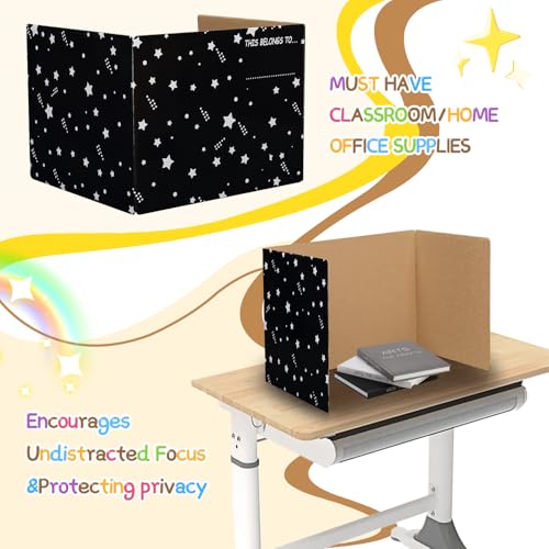 EARTHSON 22 Pack Desk Dividers for Students, Privacy Folder for Students, Cardboard Privacy Boards, Test Divider Classroom Study Carrel Teacher Supplies, Black