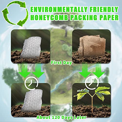 MINHAO Eco-Friendly Honeycomb Packing Paper Roll 15"x230' Brown with Fragile Stickers