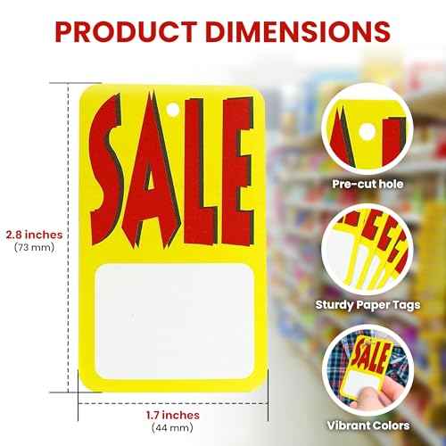 Perco Sale Price Tags Unstrung - Large Red, Yellow & White Retail Labels (5000 Tags)