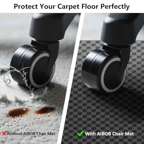 AiBOB Office Chair Mat for Carpet, 48"x36"Gaming Computer Desk Mat for Low Pile Carpet, Heavy Duty Floor Protector Mat for Rolling Chairs, Easy Glide Chair Mat for Home Office
