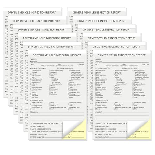 12 Pack Driver Vehicle Inspection Report Forms - 600 Sets, DOT Compliant Daily Log Books