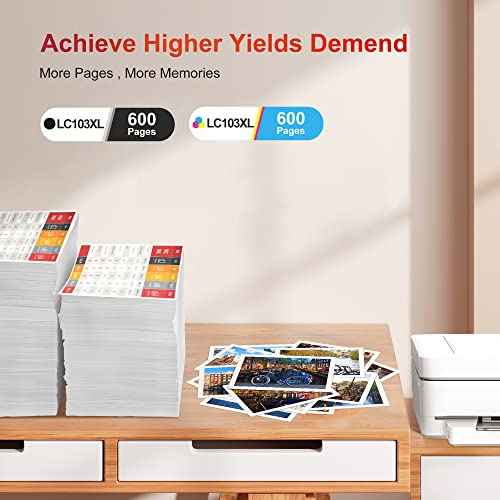 ejet Compatible Ink Cartridge Replacement for Brother LC103XL LC103 XL LC101 LC 101 for MFC-J870DW MFC-J6920DW MFC-J6520DW MFC-J450DW MFC-J470DW Printer (8 Black, 4 Cyan, 4 Magenta, 4 Yellow, 20 Pack)