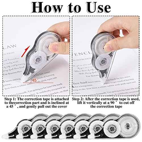 BESARME 12 Pack Correction Tapes, 39 Feet Each Correction Tape Roller Correction Tape Pen for Students Office Supplies, 1/5 X 472 Inches