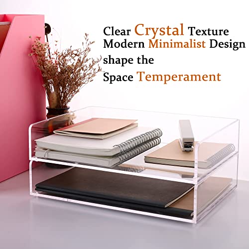 Paper Tray Organizer Clear Acrylic Desk Organizers and AccessoriesOffice Supplies Organization Stackable File Holder-Art Storage for School Classroom Workspace Letter Tray-2 Pack/2 Tier¡¦