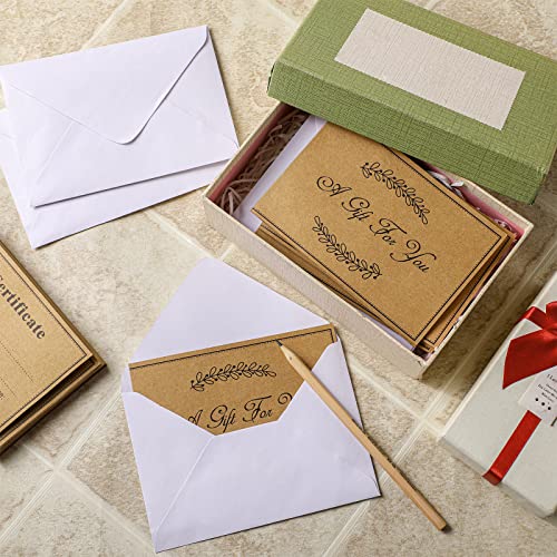 Sinmoe 50 Sets Christmas Kraft Gift Certificates with Envelopes - Dark Brown / Classic