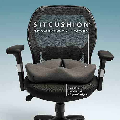 Ergonomic Memory Foam Chair Cushion for Tailbone, Sciatica & Lower Back Pain Relief - Extra Large Seat Cushions for Office Chairs - Orthopedic Coccyx Pad for Desk, Car & Wheelchair (Black)